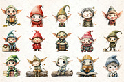 Whimsical Elf Clipart Bundle, an Illustration by DreamCafeArt (Thumbnail 4 of 8)