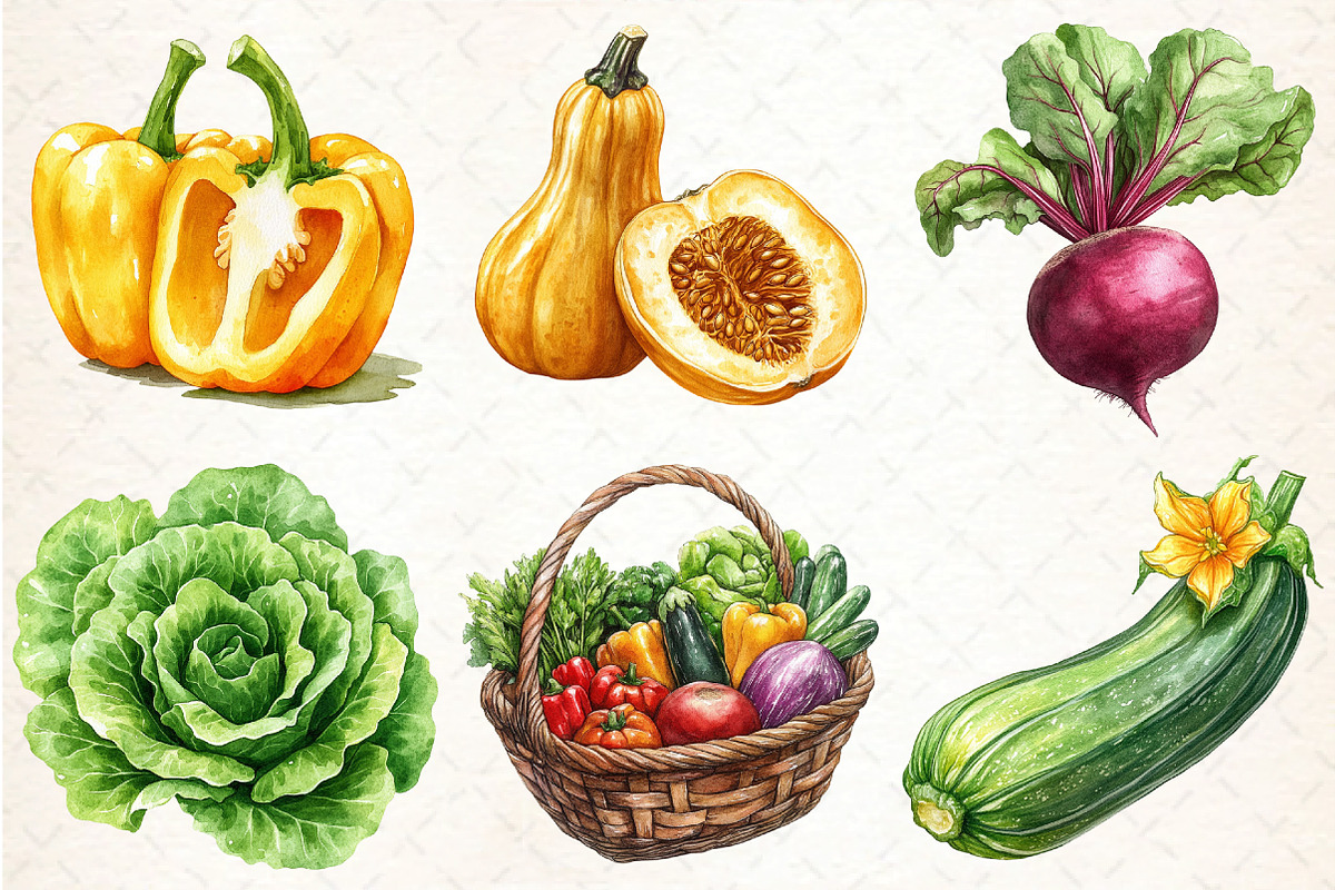 Watercolor Vegetables Clipart Bundle, an Illustration by DreamCafeArt (Photo 2 of 9)