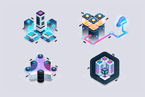 Set isometric illustrations for web.