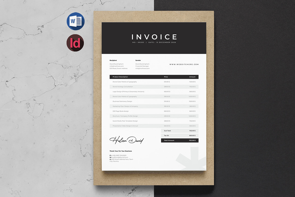 Minimal Invoice Template | Word, a Stationery Template by HiveArts (Photo 1 of 2)