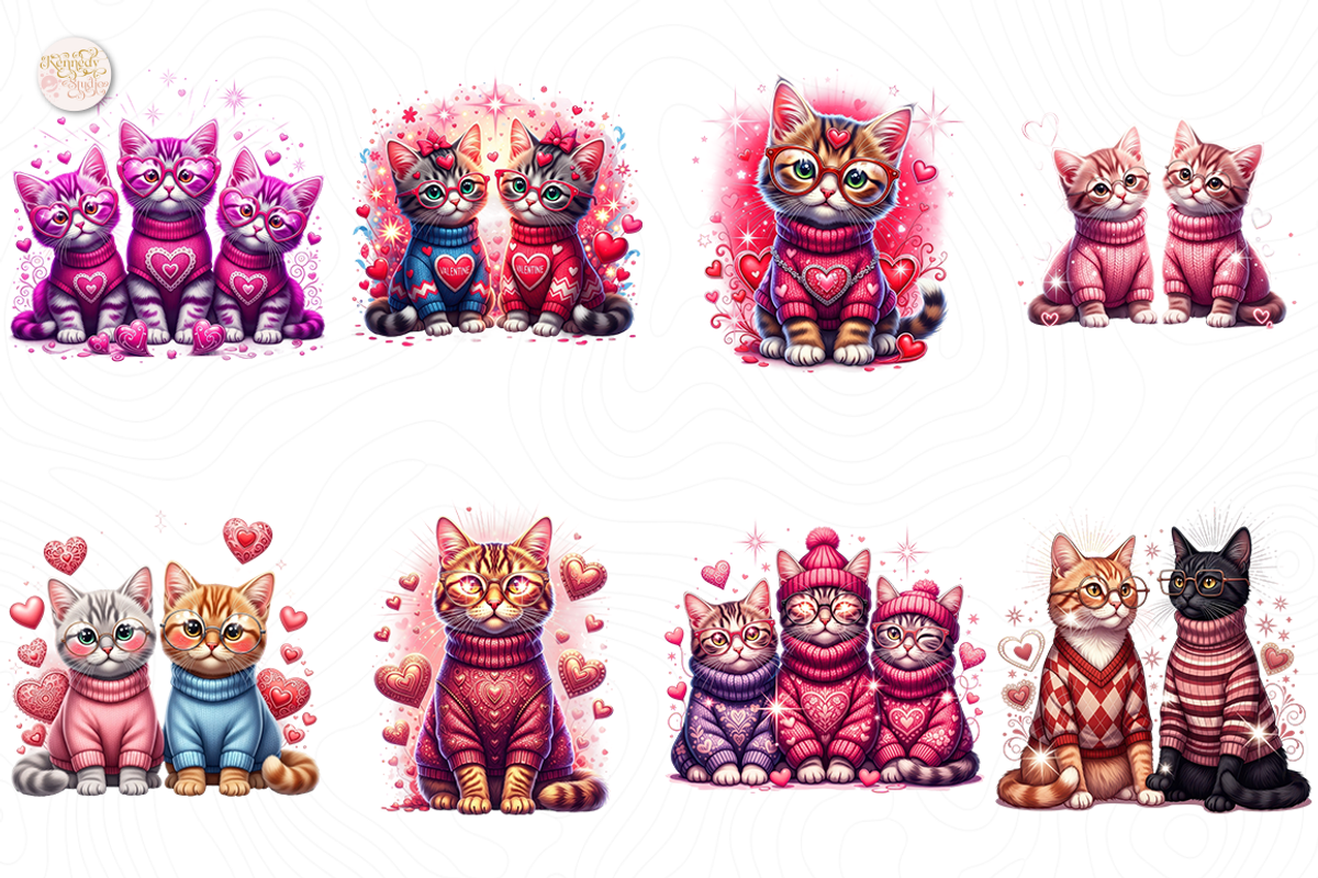 Valentine Cats PNG Clipart Cute Cat, an Animal Illustration by KennedyStudio (Photo 2 of 5)