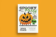 Orange Flat Spooky Party Flyer, a Flyer Template by graphicook (Thumbnail 1 of 3)