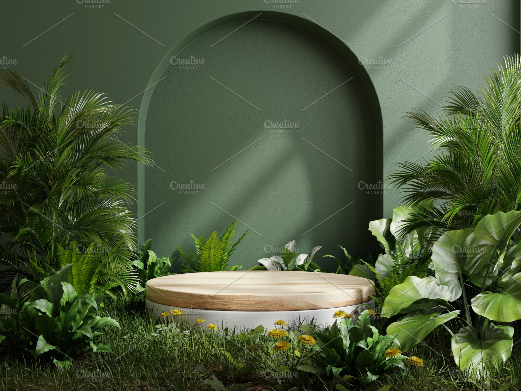 Wooden podium in tropical forest, an Abstract Photo by vanitjan