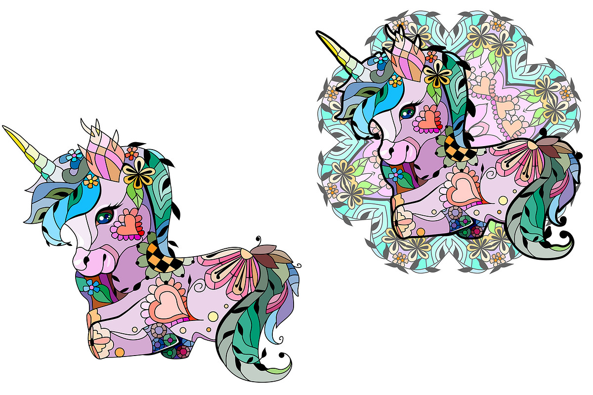 Unicorns for coloring, an Animal Illustration by Watercolor fantasy (Photo 5 of 8)