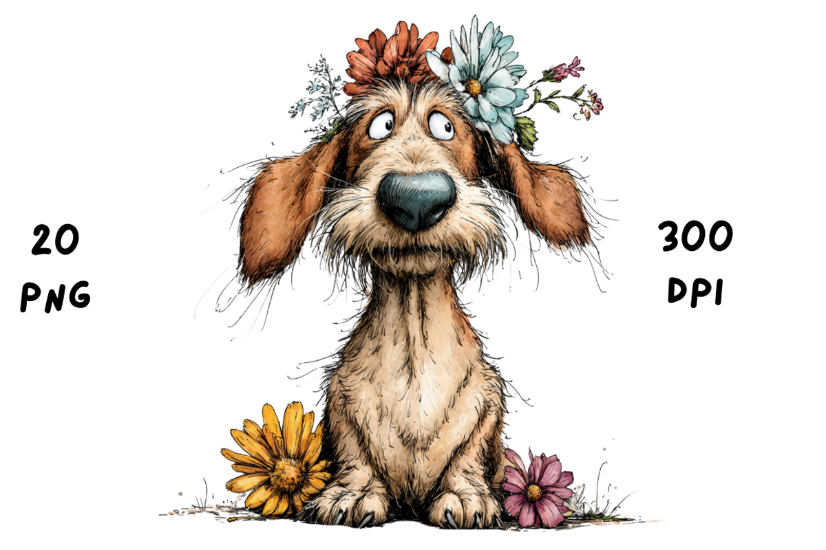 Whimsical Floral Dachshund, Cute Dog, an Animal Illustration by GiraffeCreative (Photo 13 of 20)