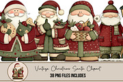 Vintage Christmas Santa Clipart, an Illustration by DreamArtGraphic (Thumbnail 1 of 4)