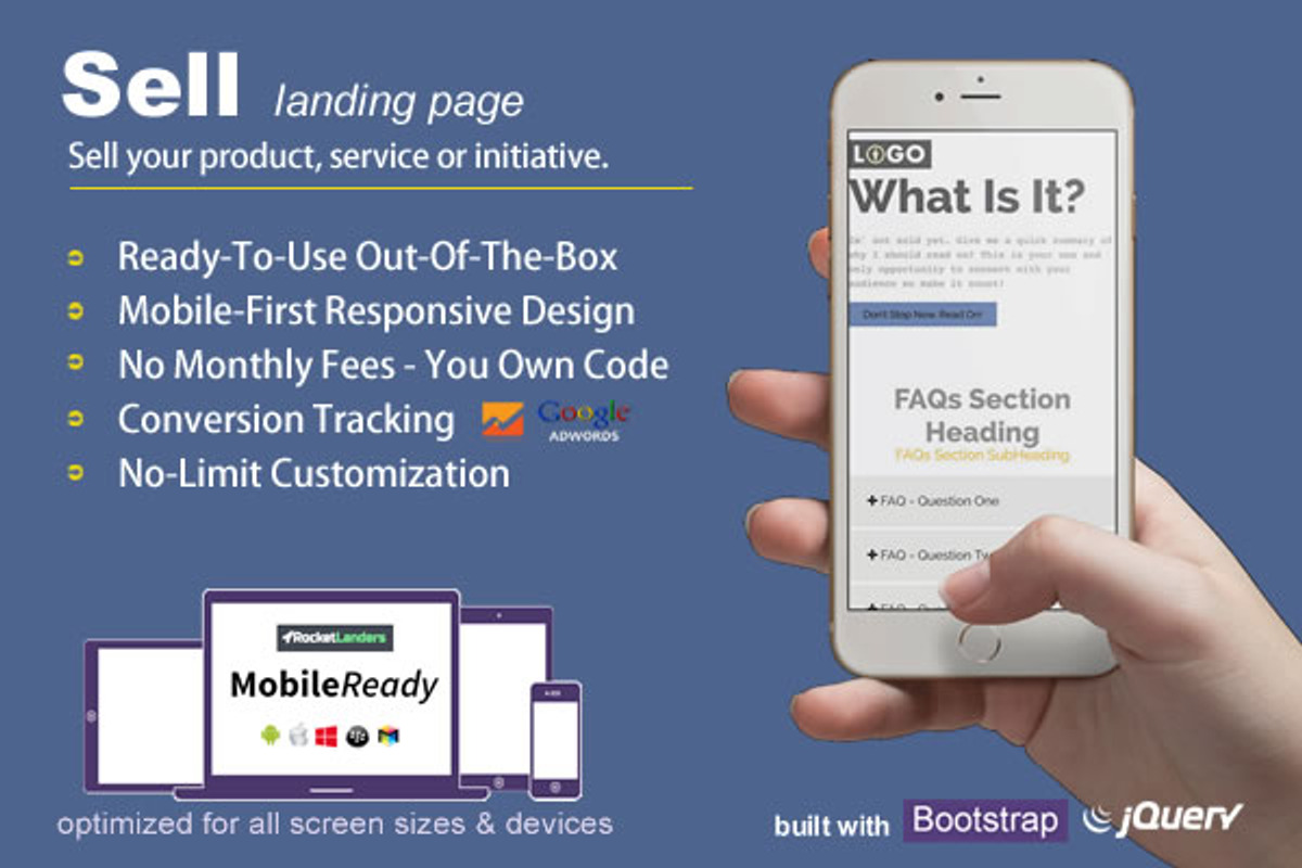 Sell - Landing Page, a Landing Page Template by RocketLanders Templates (Photo 1 of 4)