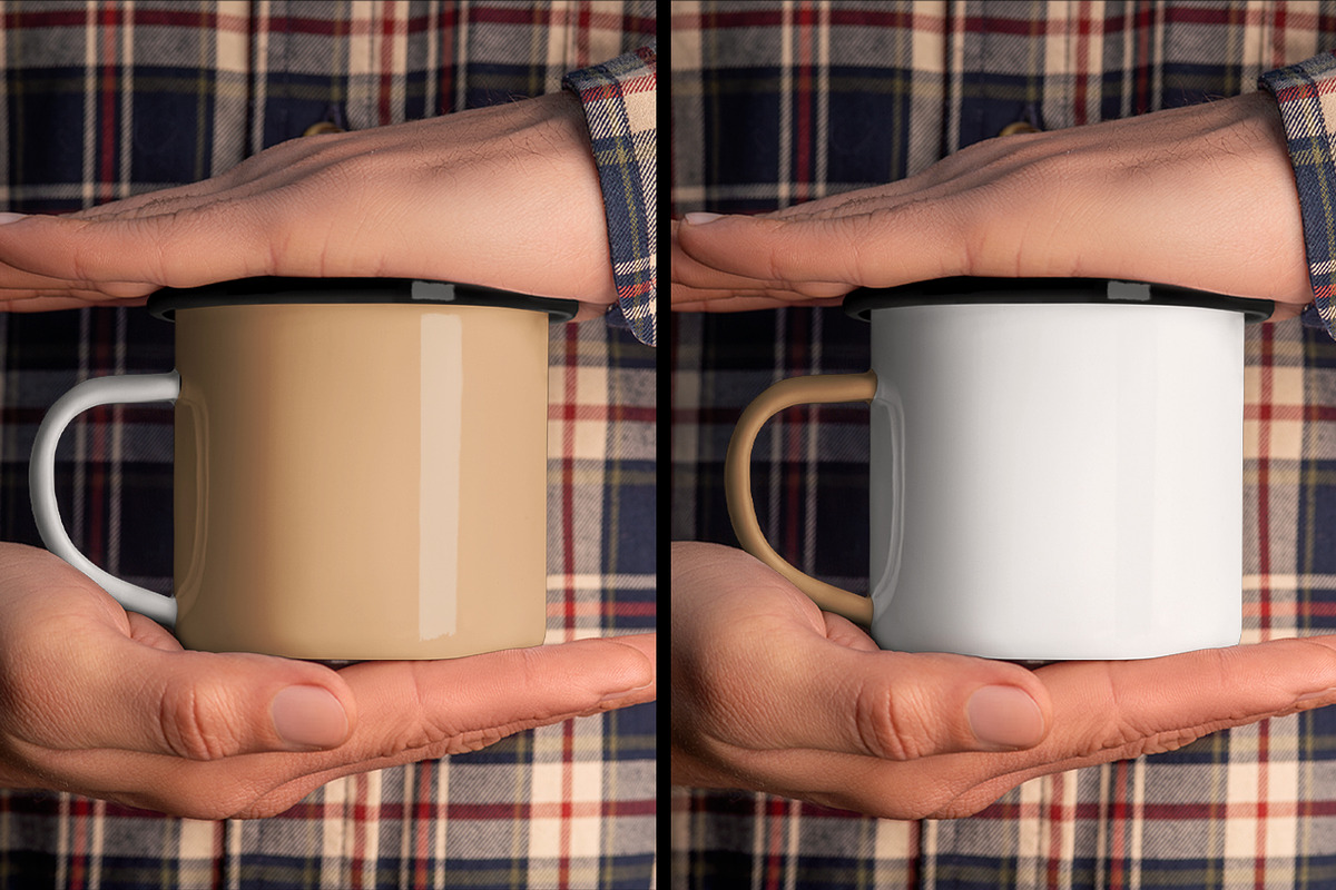 6 Outdoor Enamel Mug Mockup, a Cups & Container Mockup by Grow Design Craft Studio (Photo 3 of 6)