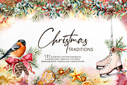 Christmas traditions Watercolor set, a Seasonal Illustration by Yuliya Derbisheva (Thumbnail 1 of 13)