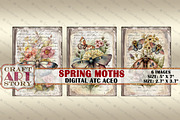 Spring moths card set,Collage, an Object Illustration by CraftArtStory (Thumbnail 3 of 3)