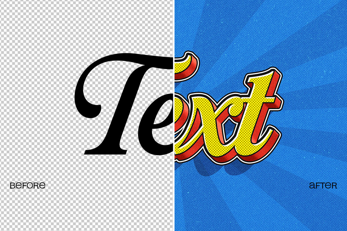 Retro Comic Text Effect, a Layer Style Add-On by dokudokunomi
