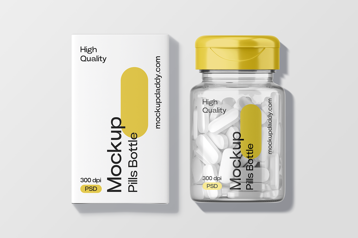 Mini Pill Bottle Mockup with Cap, a Cups & Container Mockup by Mockupdaddy (Photo 24 of 27)