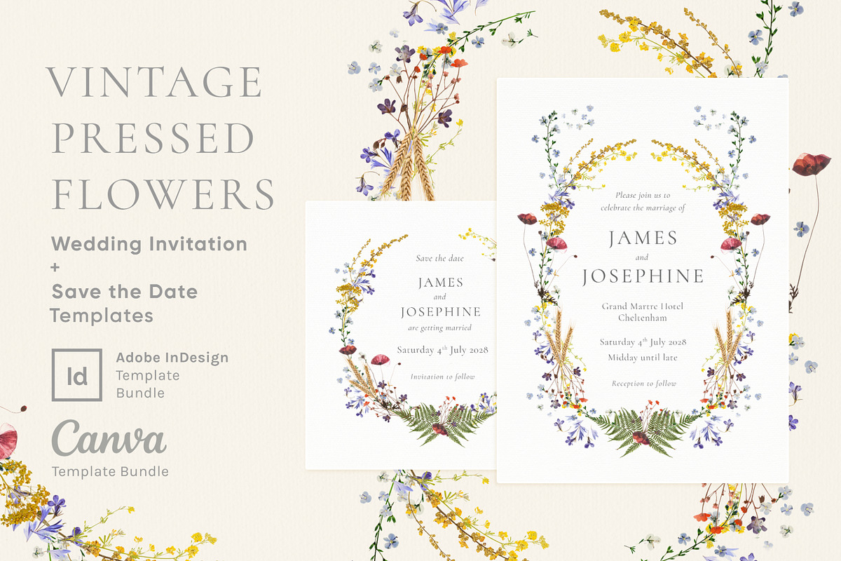 Vintage Floral Wedding Invite Bundle, an Invitation Template by Wedding Whippet (Photo 1 of 10)