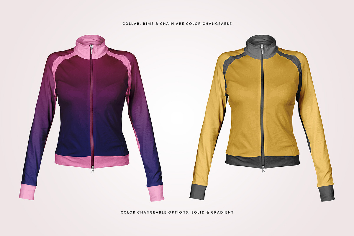 Female Fitness Jacket Mockup, a Hoody Mockup by Designertale (Photo 4 of 7)