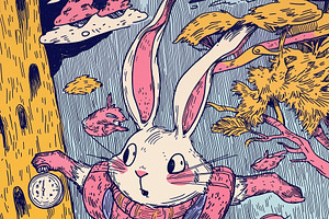 The white rabbit with a pocket watch