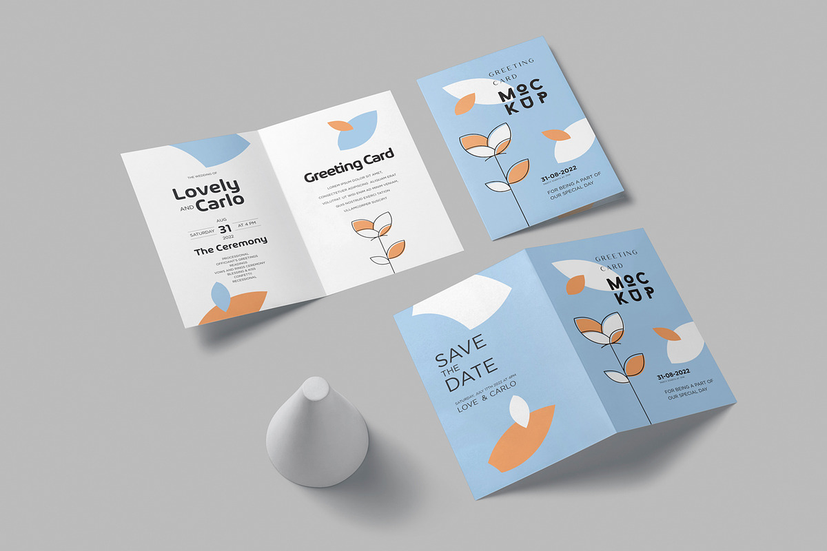 A6 Bifold Greeting Card Mockups, a Product Mockup by DesignNeutrons (Photo 4 of 7)