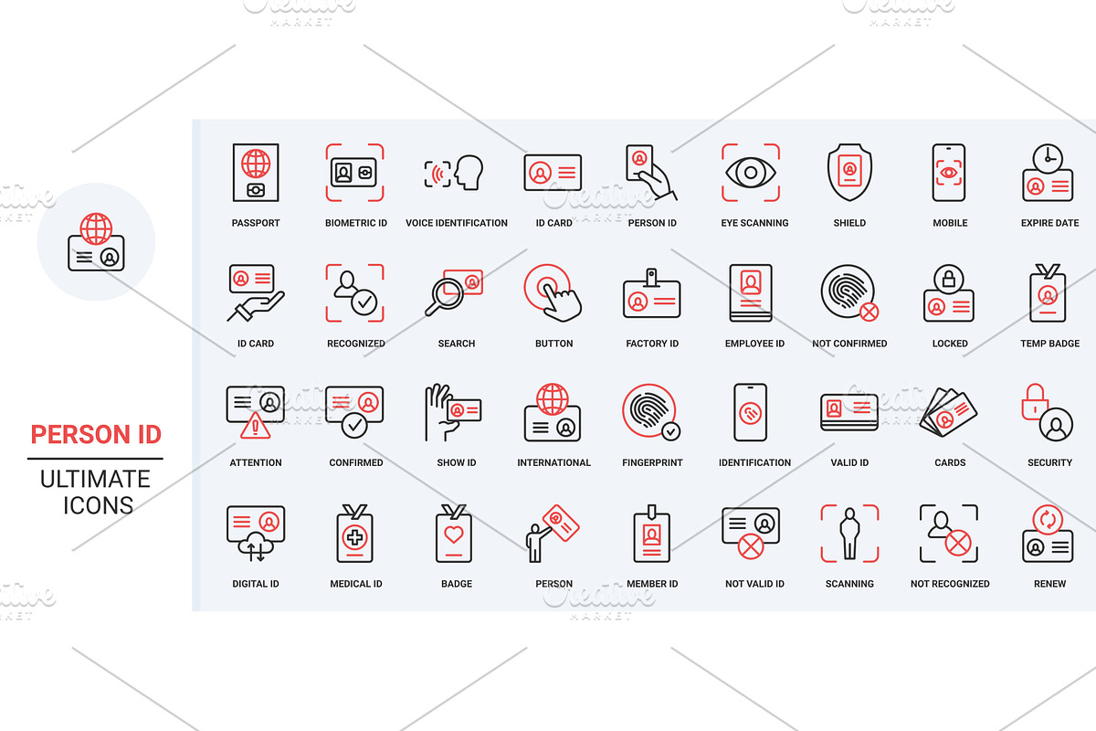 Person id confirmation icons, an Object Illustration by Lemberg Vector