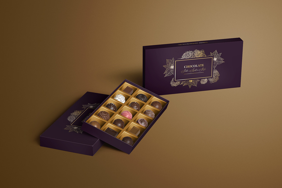 Luxury Chocolate Truffle Box Mockup, a Packaging Mockup by Sheikhadesign (Photo 8 of 12)