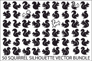Squirrel Silhouette Vector Bundle, an Illustration by yasushie