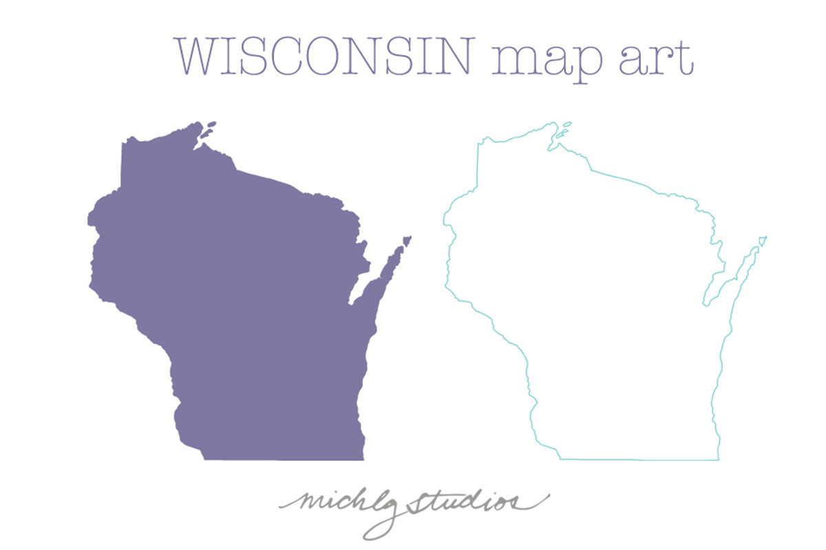Wisconsin VECTOR & PNG map clip art, an Illustration by michLg designs