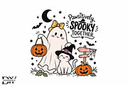 Cute Halloween Ghost & Cat PNG, a Seasonal Illustration by Designworld (Thumbnail 1 of 4)
