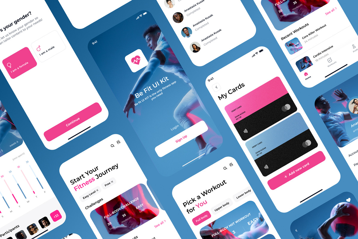 Be Fit - Fitness App UI Kit Template, an App Template by AE.design (Photo 2 of 6)