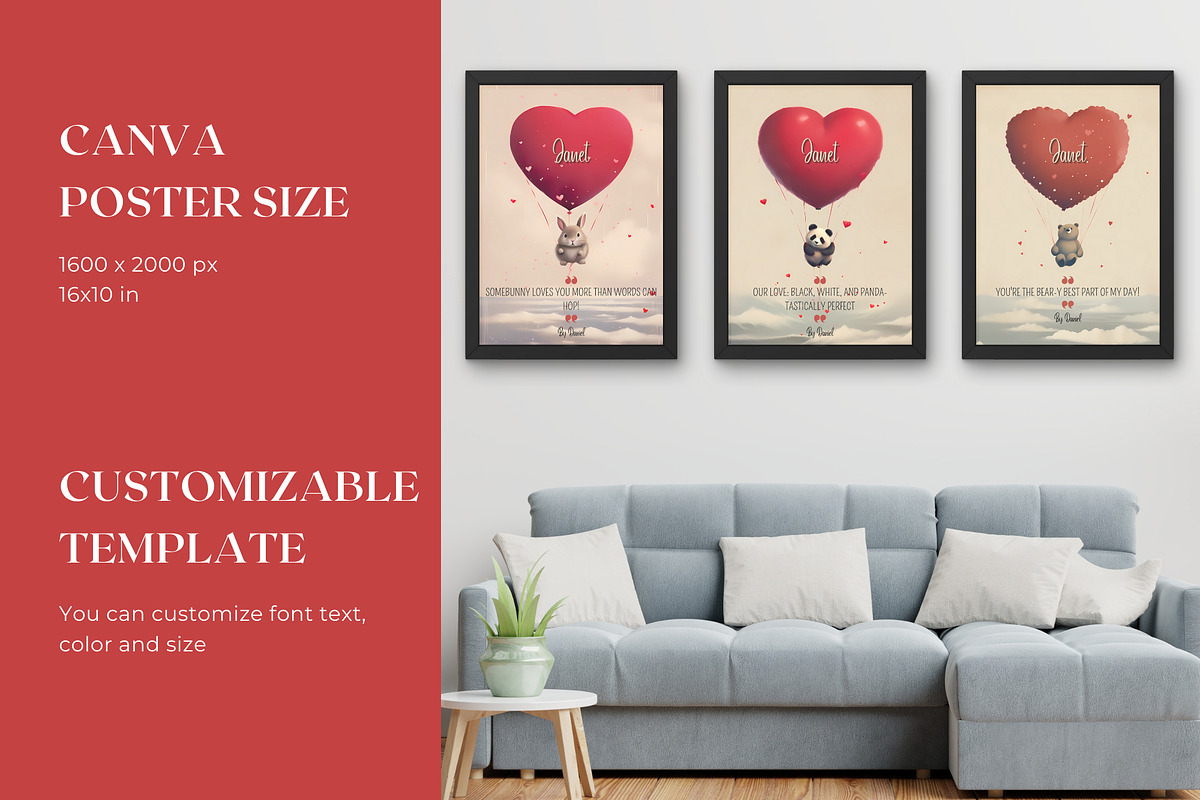 3 Editable Canva Valentine Posters, a Poster Template by The Dark Matter Art (Photo 3 of 6)