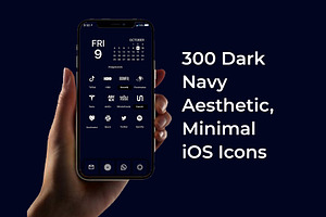 300 Dark Navy Minimal iOS Icon Pack