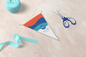 Triangular Party Flag Mockups