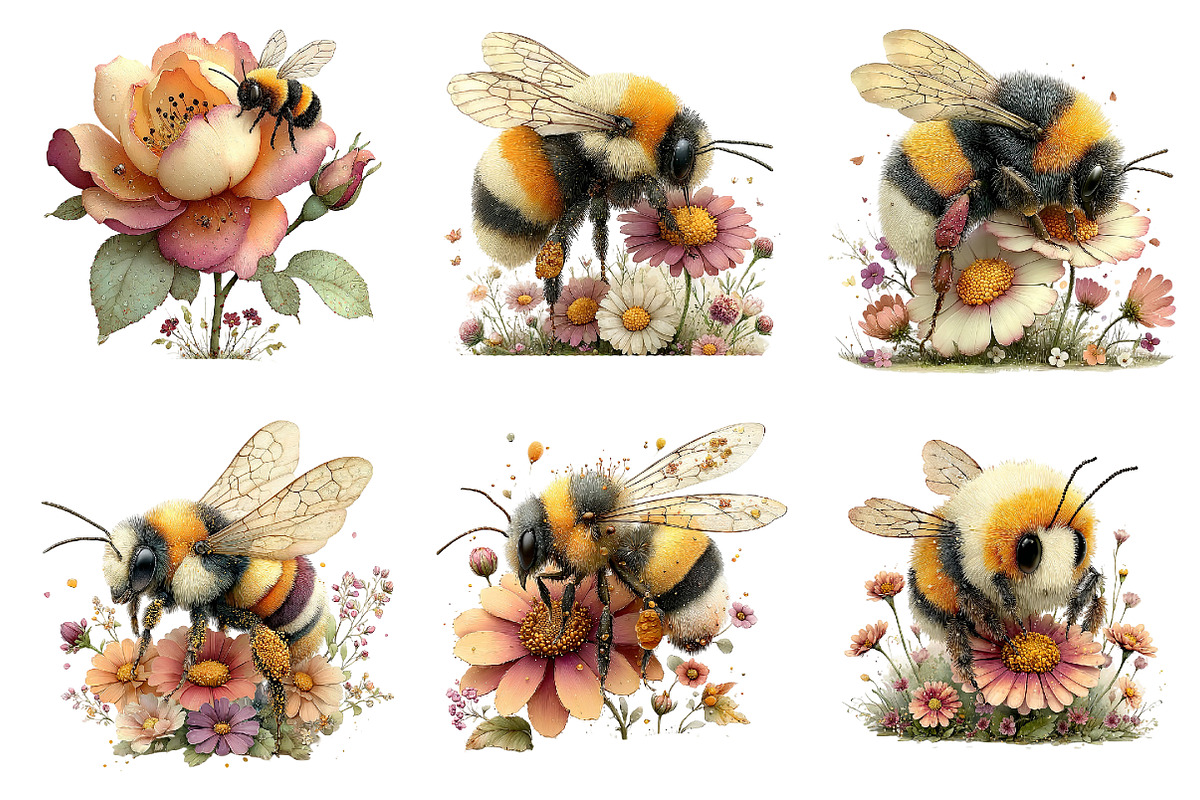 Whimsical GardenBee Clipart, a Seasonal Illustration by Designworld (Photo 4 of 10)