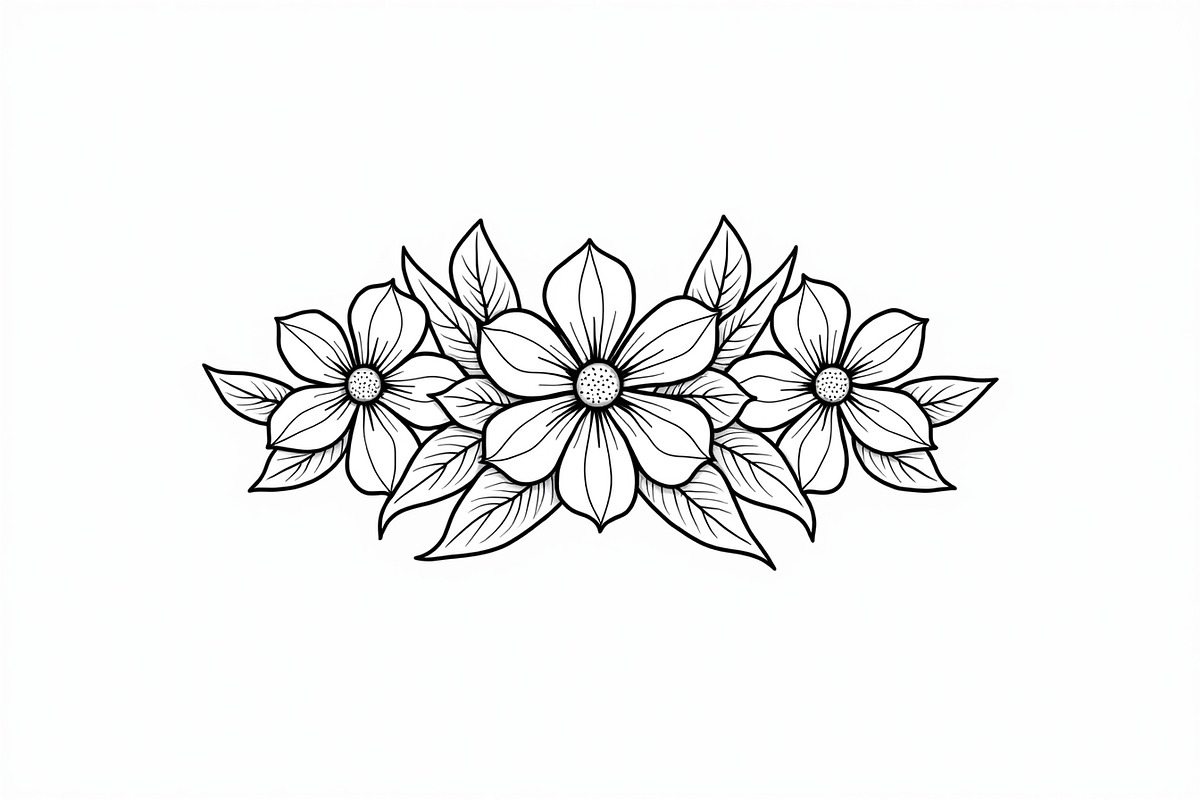 Flower Outline Art Printable bundle, an Illustration by yasushie (Photo 2 of 9)