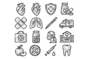 Healthcare Icons Set, an Object Graphic by nikagraphic