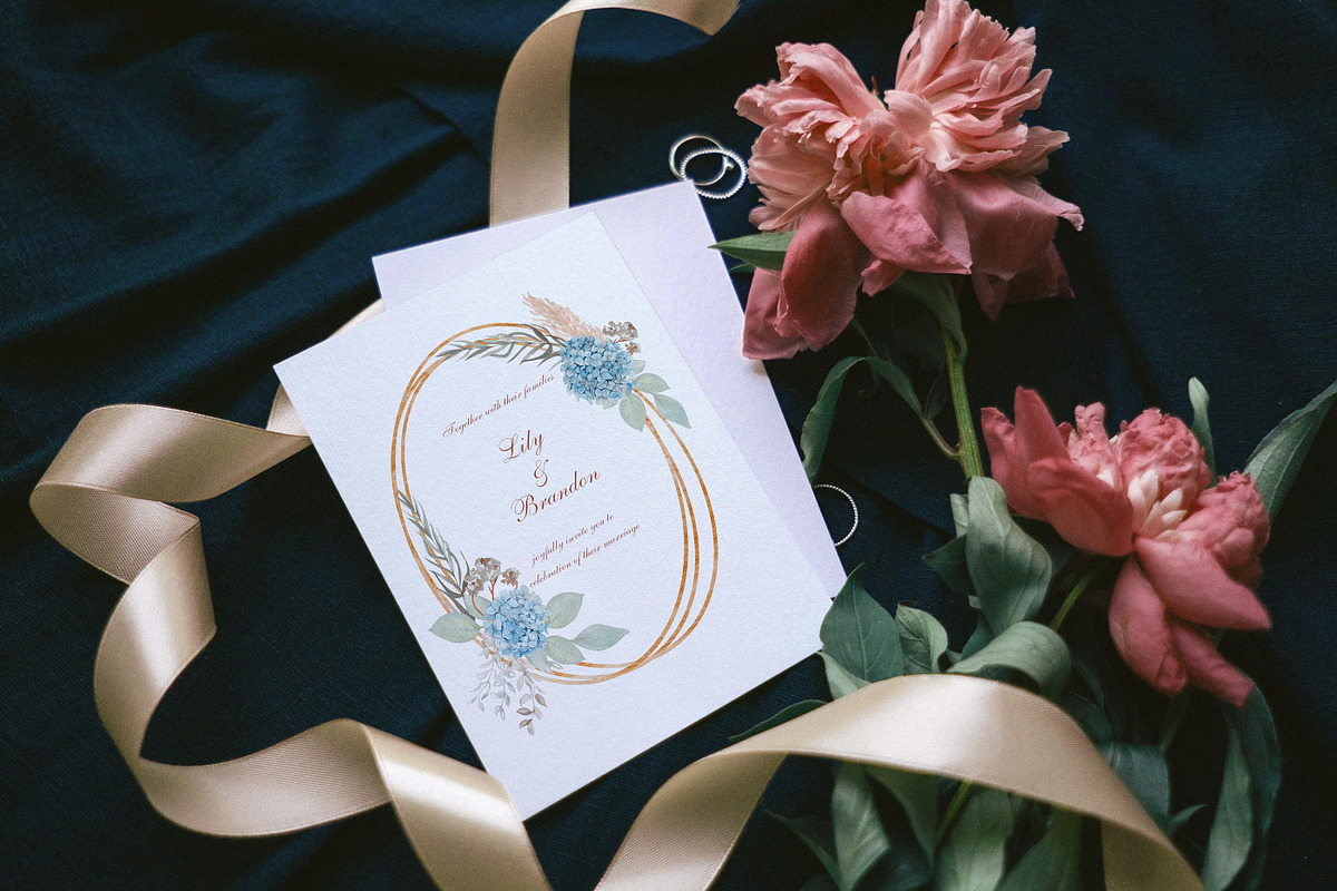 Blue Hydrangea & Blush Rose Wedding, a Decorative Illustration by Catch the Dream Art (Photo 6 of 14)