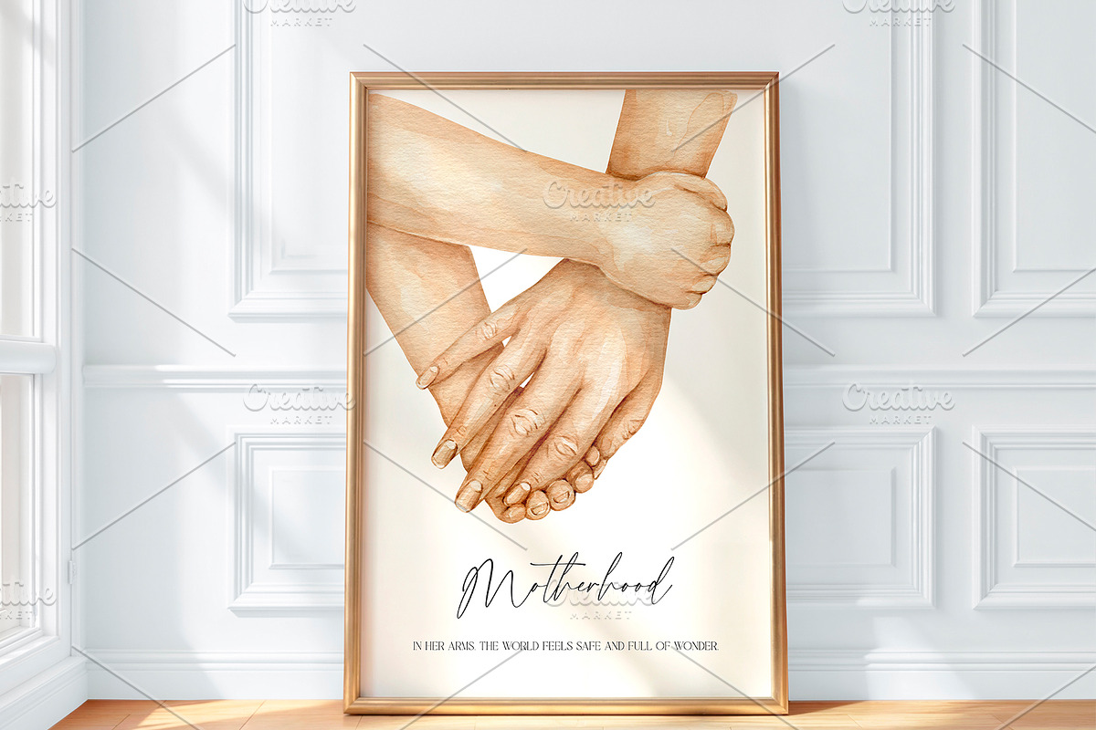 Watercolor Mommy & Baby Hands Print, an Illustration by EkaterinaViArt (Photo 2 of 5)