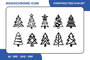 Minimal Christmas Tree Set Vector, an Outline Icon by Fontmine Studio