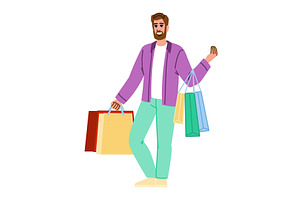 Happy shopper holding shopping bags, an Object Illustration by pikepicture