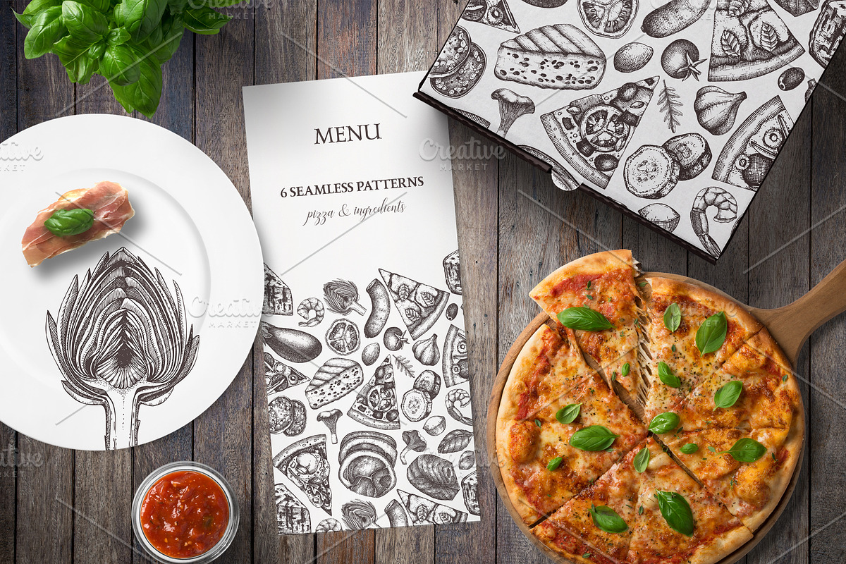 Hand-Drawn Pizza Ingredients Vectors, a Food Illustration by Yevheniia (Photo 12 of 14)