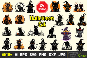 Spooky Halloween Cat Vector clipart