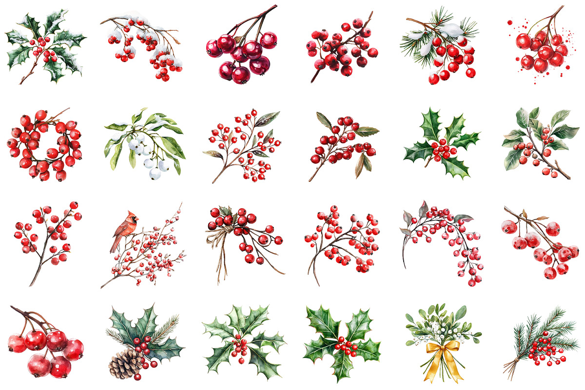 Winter Berry Clipart Christmas Water, an Illustration by Sublimation Artist (Photo 2 of 6)