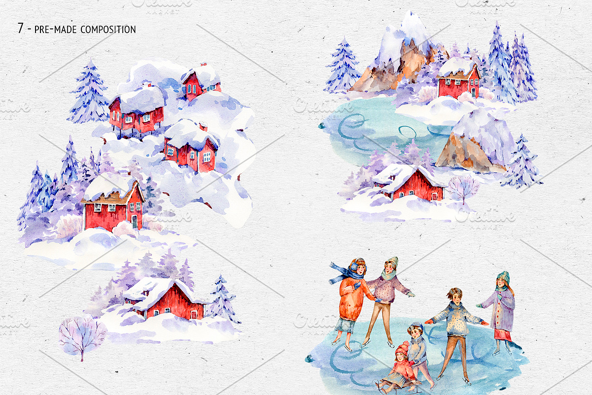 Watercolor Scandinavian Landscape, an Illustration by Belusuab (Photo 2 of 9)