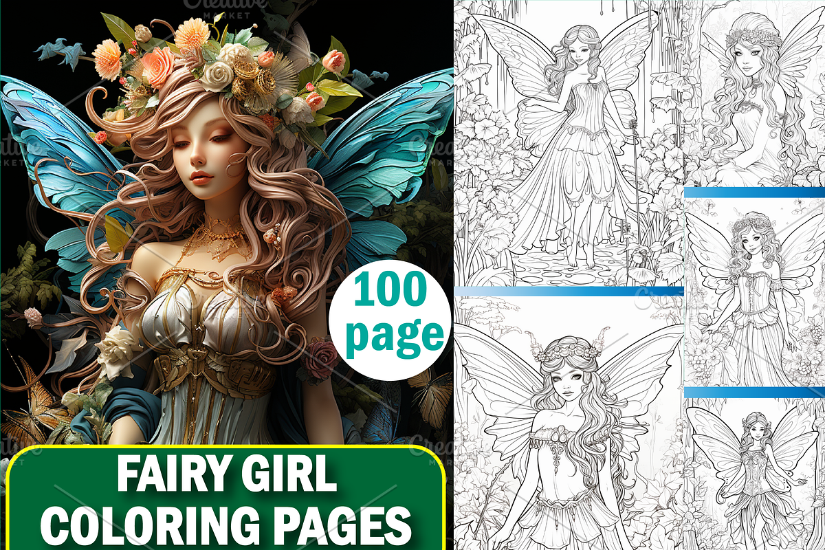 Forest Fairy Girl Coloring Pages, a Stationery Template by Design Station (Photo 1 of 4)