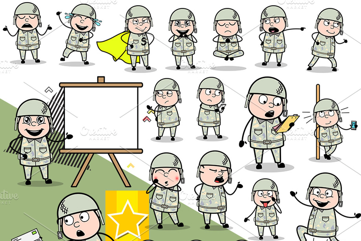 Army Man ~ Cartoon Character Set, a Person Illustration by The Toon Company (Photo 4 of 7)
