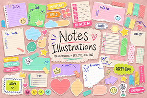 Cute Notes & Planner Illustrations