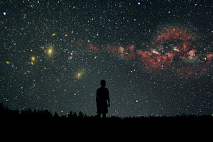 Man looking at the stars stock photo containing man and sky