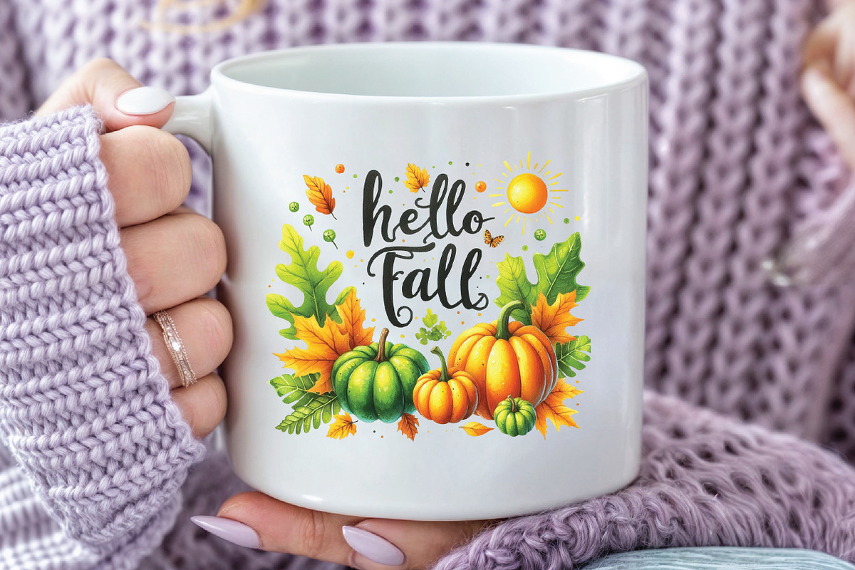 Watercolor Yellow & Green Autumn PNG, an Illustration by CraftArtStudio (Photo 4 of 6)