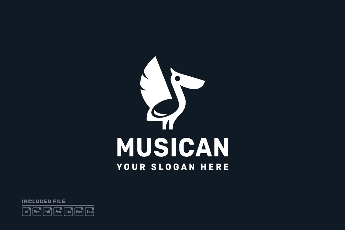 Pelican with Music Note Logo, a Branding & Logo Template by yuanesei