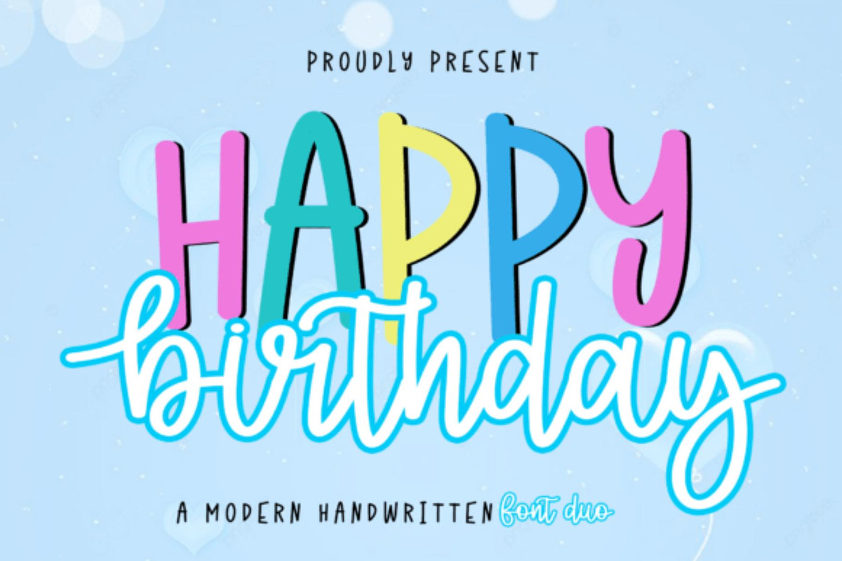 Happy Birthday Duo | Handwritten, a Handwritten Font by Akrinity Digital (Photo 1 of 3)