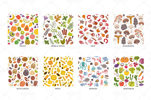 Food Ingredients Seamless Patterns