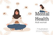 Mental Health arab woman, a Healthcare Illustration by KeronnArt (Thumbnail 1 of 8)