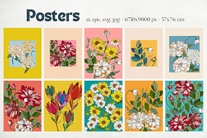 Floral Modern Vector Poster Patterns